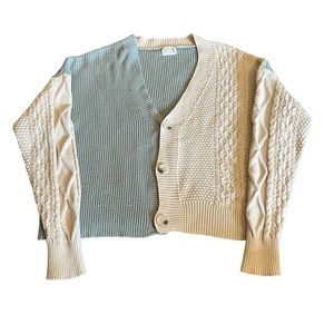 Dreamers by Debut sweater, green and cream, size Large